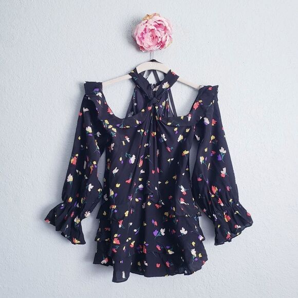 Anthropologie Shoshanna Misael Floral Silk Halter Blouse - Picture 2 of 8